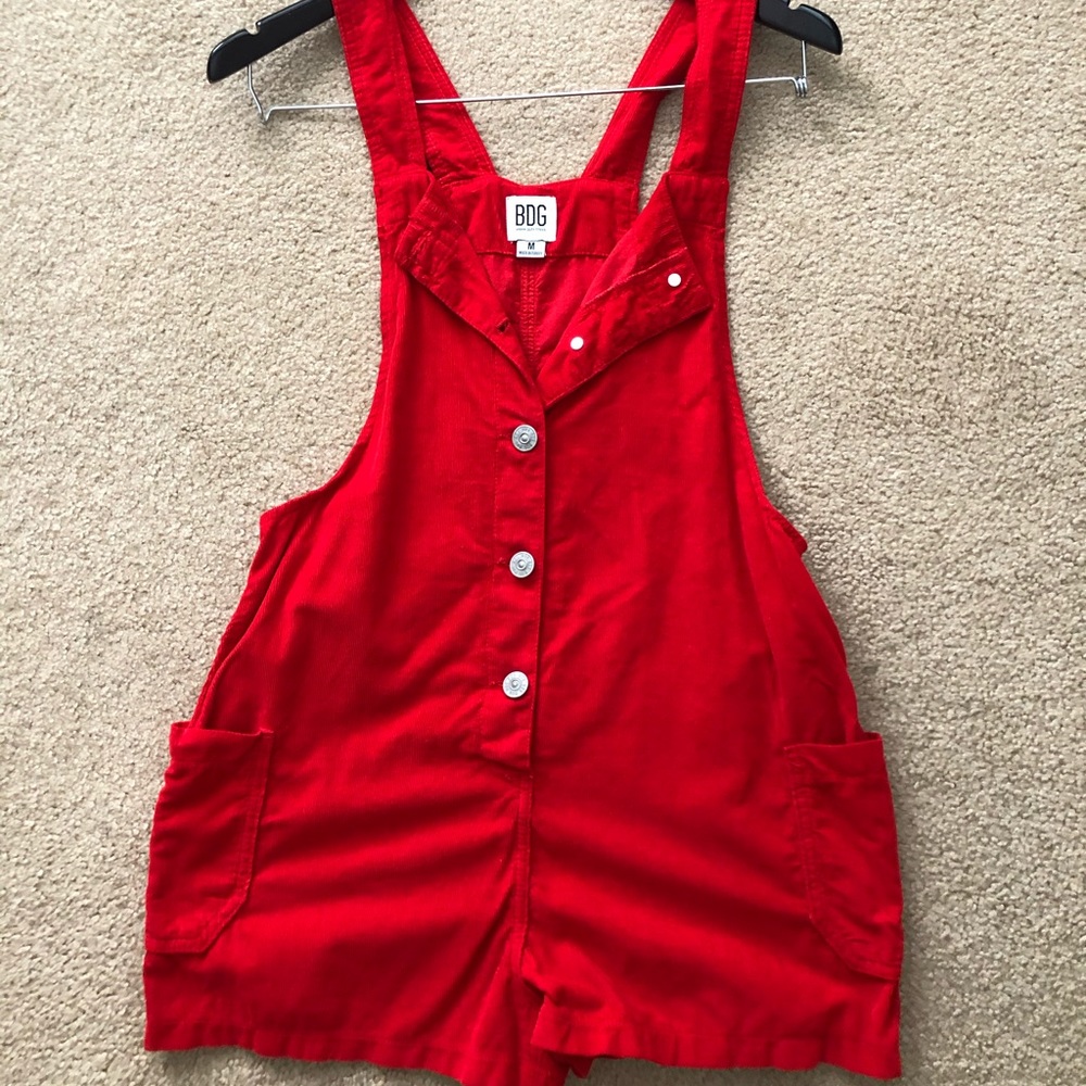Red, button up Urban Outfitters romper